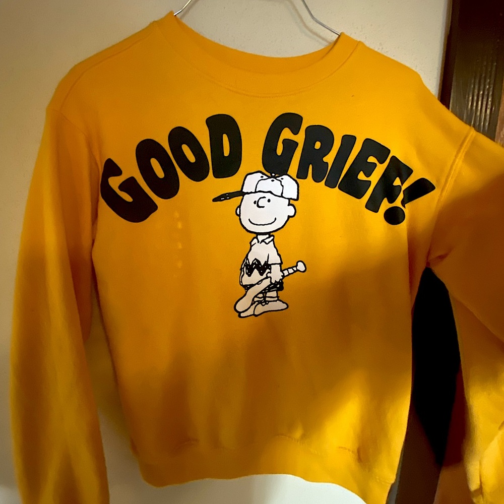 Charlie Brown Peanuts Good Grief Yellow Sweatshirt